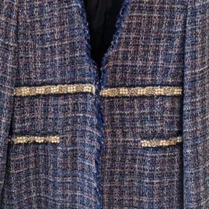 Zara Blue Tweed and Pearl Blazer- size Small